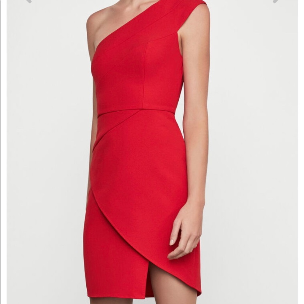 BCBG Red Single Shoulder Cocktail Dress